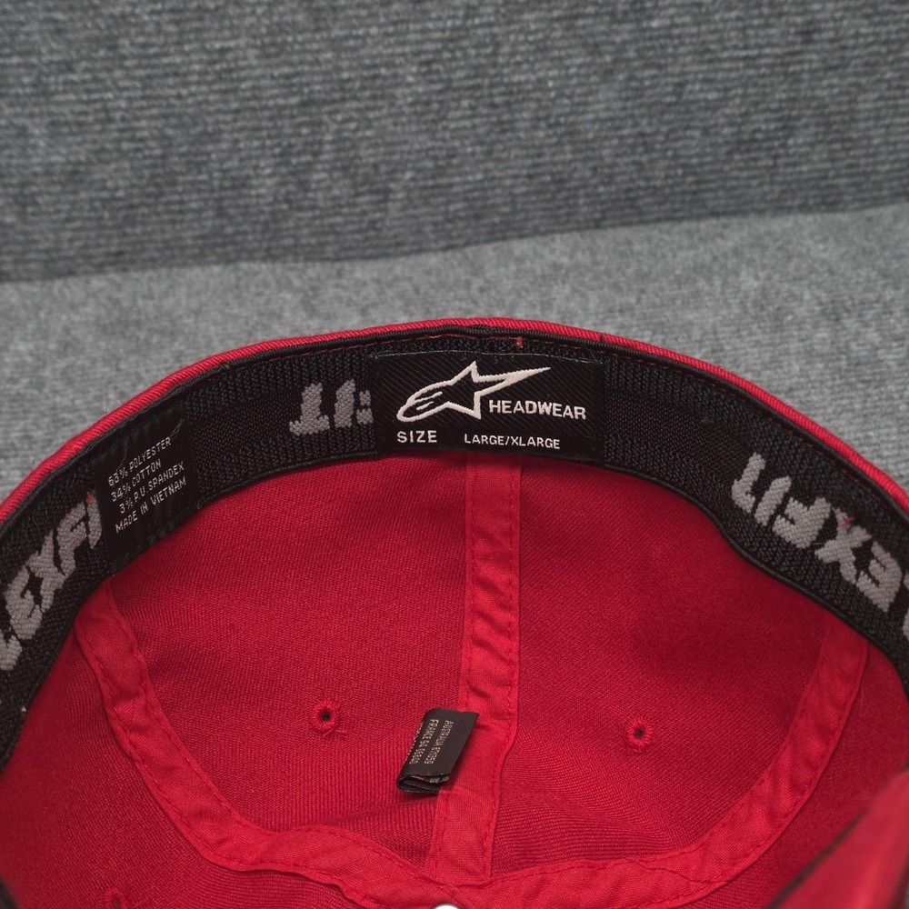 Alpinestars Hat Cap Fitted Mens XL Red Flexfit Logo Moto Motorcycle Sports - Picture 6 of 9